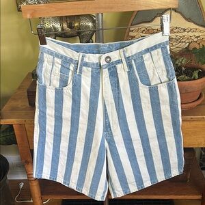 VINTAGE Blue and White Striped Bermuda Shorts EUC